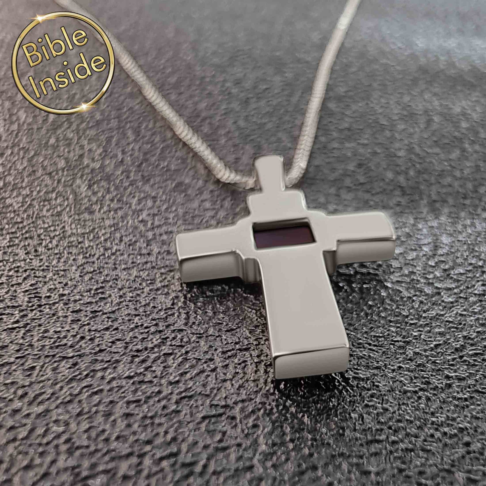 Cross Necklace with a Mini Bible - Pure Cross Pendant (22Mm)