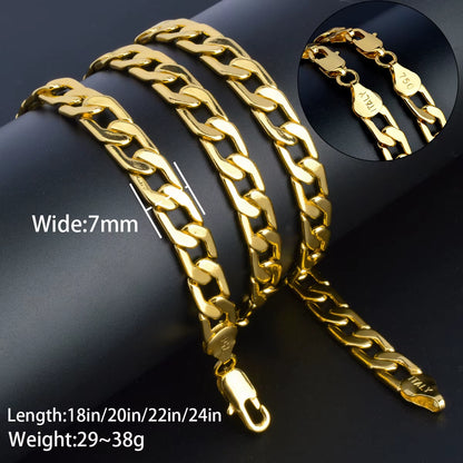 Gold Plated Cuban Link Chain Necklace for Men and Women - Fashionable Punk Style Jewelry Accessory Gift