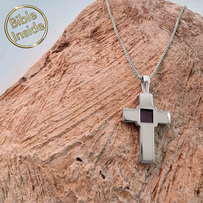 Cross Necklace with a Mini Bible - Pure Cross Pendant (22Mm)