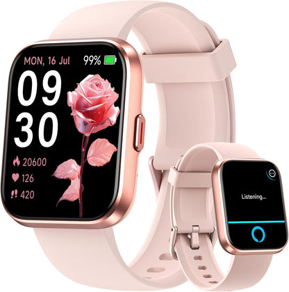 Smart Watches for Women for Android Iphone, [1.8'' HD Screen] Smartwatch Alexa Built-In Fitness Watch with Bluetooth Calls, IP68 Waterproof, Heart Rate/Sleep/Spo2 Monitor, 110 Sports, 7 Days Battery