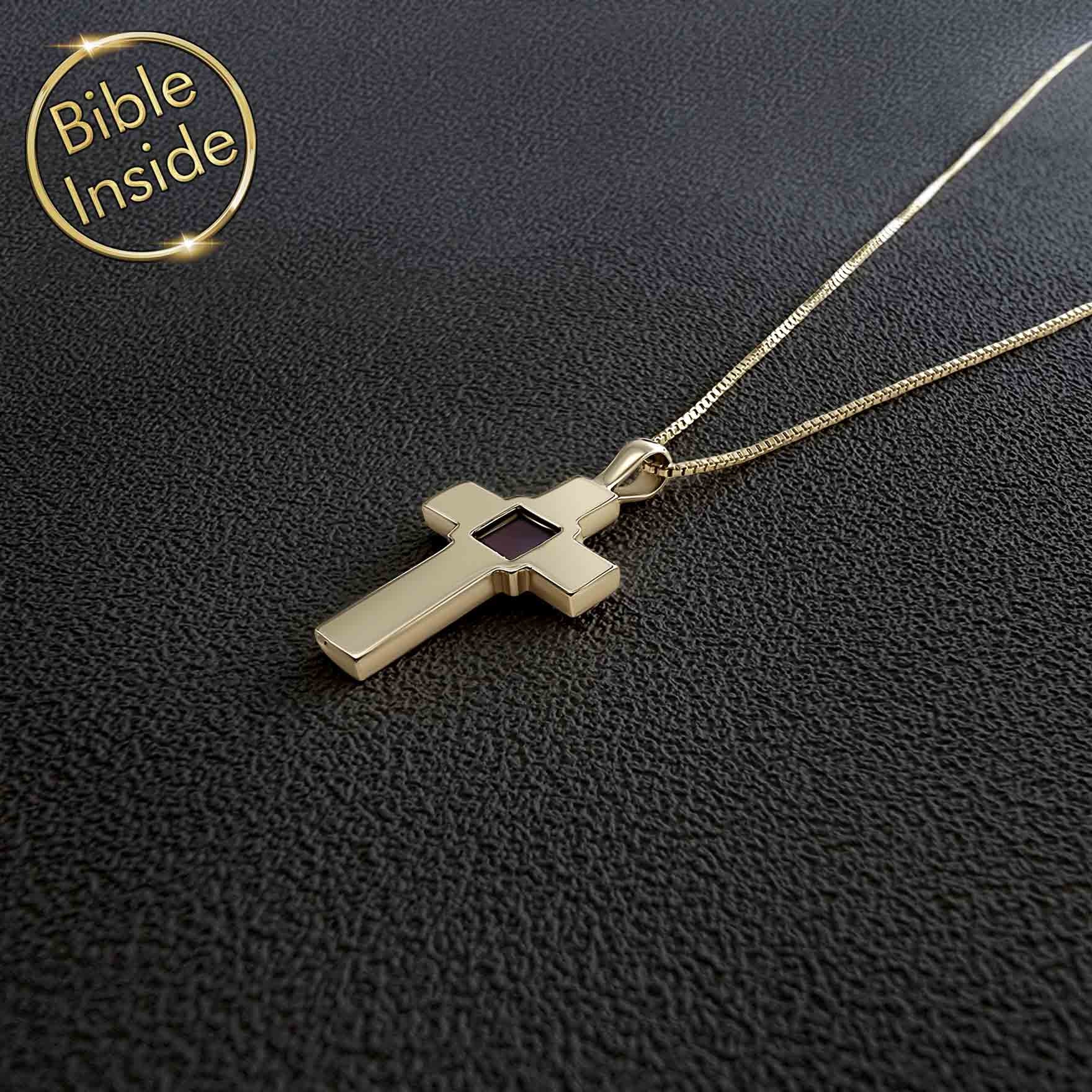 Cross Necklace with a Mini Bible - Pure Cross Pendant (22Mm)