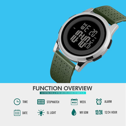 Mens Watch Ultra-Thin Digital Sports Watch Waterproof Stainless Steel Fashion Wrist Watch for Men Women