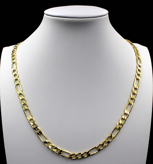 10K Solid Yellow Gold Men'S Figaro Link Chain Necklace 5.5MM 18" 20" 22" 24" 26"