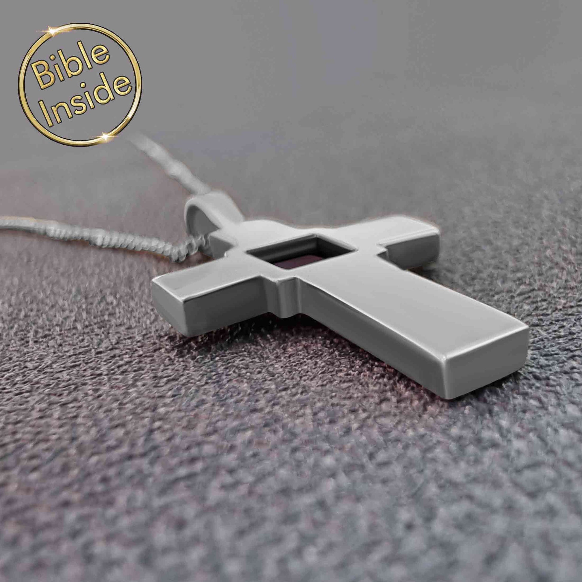 Cross Necklace with a Mini Bible - Pure Cross Pendant (22Mm)