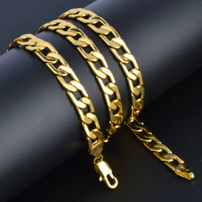 Gold Plated Cuban Link Chain Necklace for Men and Women - Fashionable Punk Style Jewelry Accessory Gift