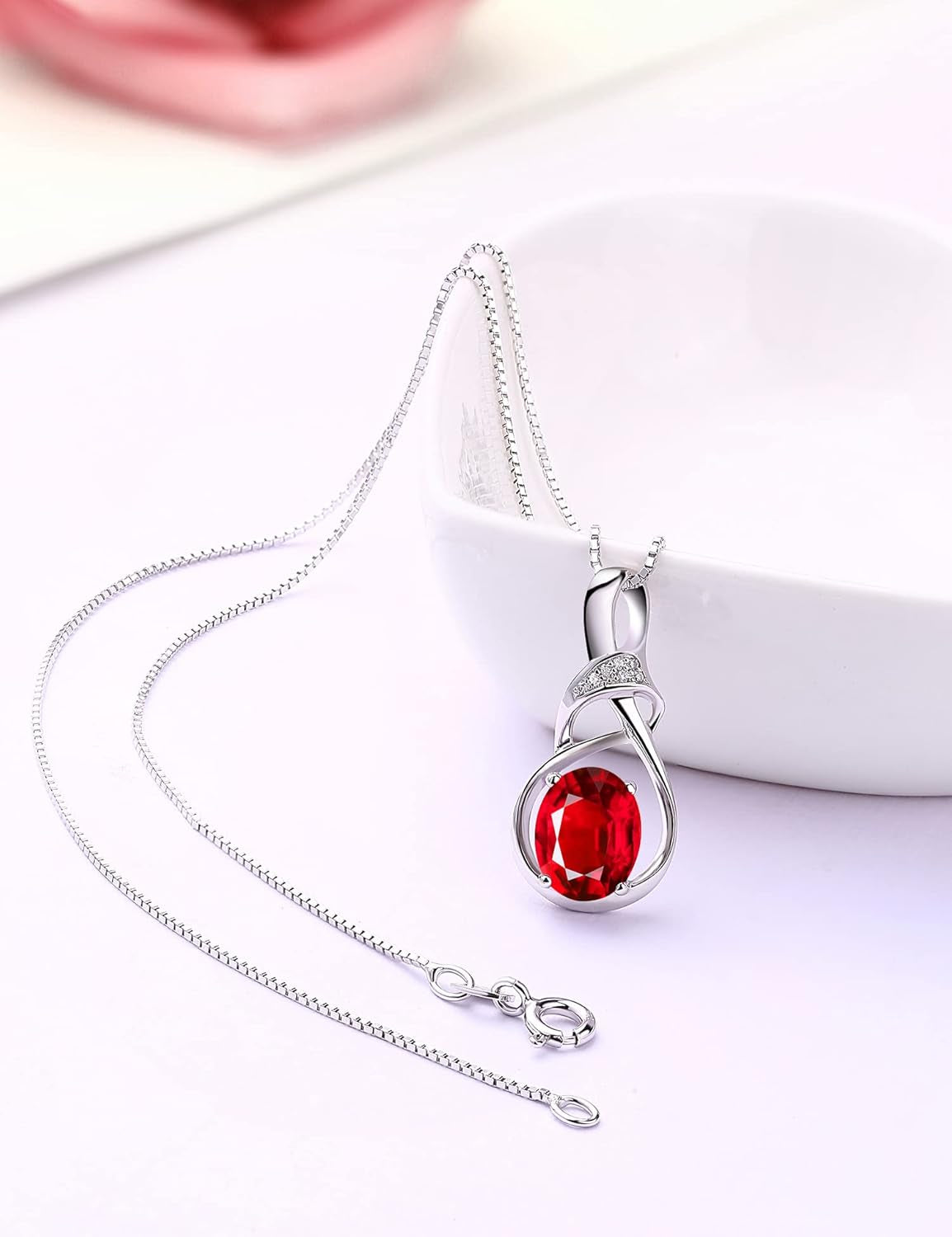 Fine Jewelry Birthstone Gifts for Women Natural Gemstone Topaz Amethyst Opal Garnet Peridot Citrine Sterling Silver Pendant Necklace Birthday Gift for Wife Mom