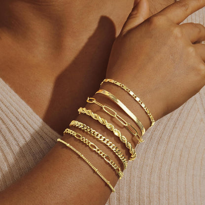 Gold Bracelets for Women 14K Real Gold Jewelry Sets for Women Cuban Link Paperclip Chain Bracelet Dainty Bracelets Jewelry Gifts for Women