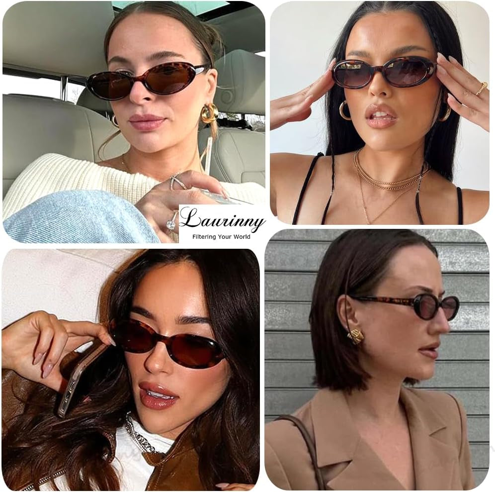 90S Sunglasses for Women Men Retro Small Oval Sunglasses