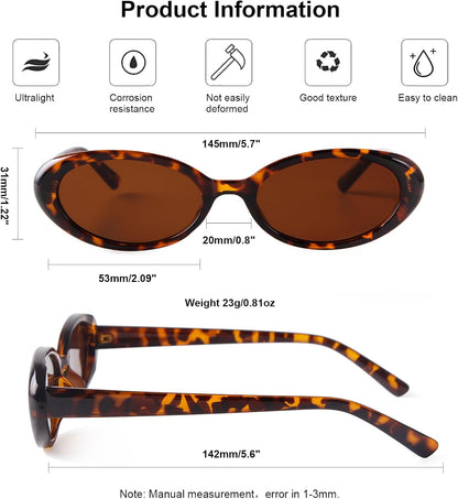 90S Sunglasses for Women Men Retro Small Oval Sunglasses