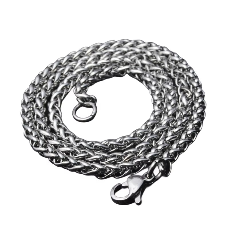 Men's Stainless Steel Twist Chain Necklace - Wholesale Neck Jewelry Pendant Accessories, 3MM-8MM Thickness