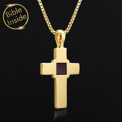 Cross Necklace with a Mini Bible - Pure Cross Pendant (22Mm)