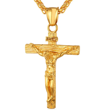 Stainless Steel Crucifix Cross Pendant Necklace for Men and Women - Faith-Inspired Religious Jewelry with Complimentary Shipping