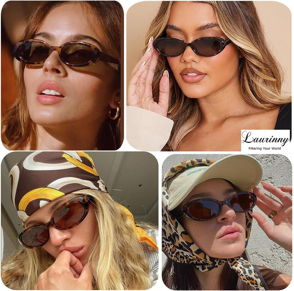 90S Sunglasses for Women Men Retro Small Oval Sunglasses