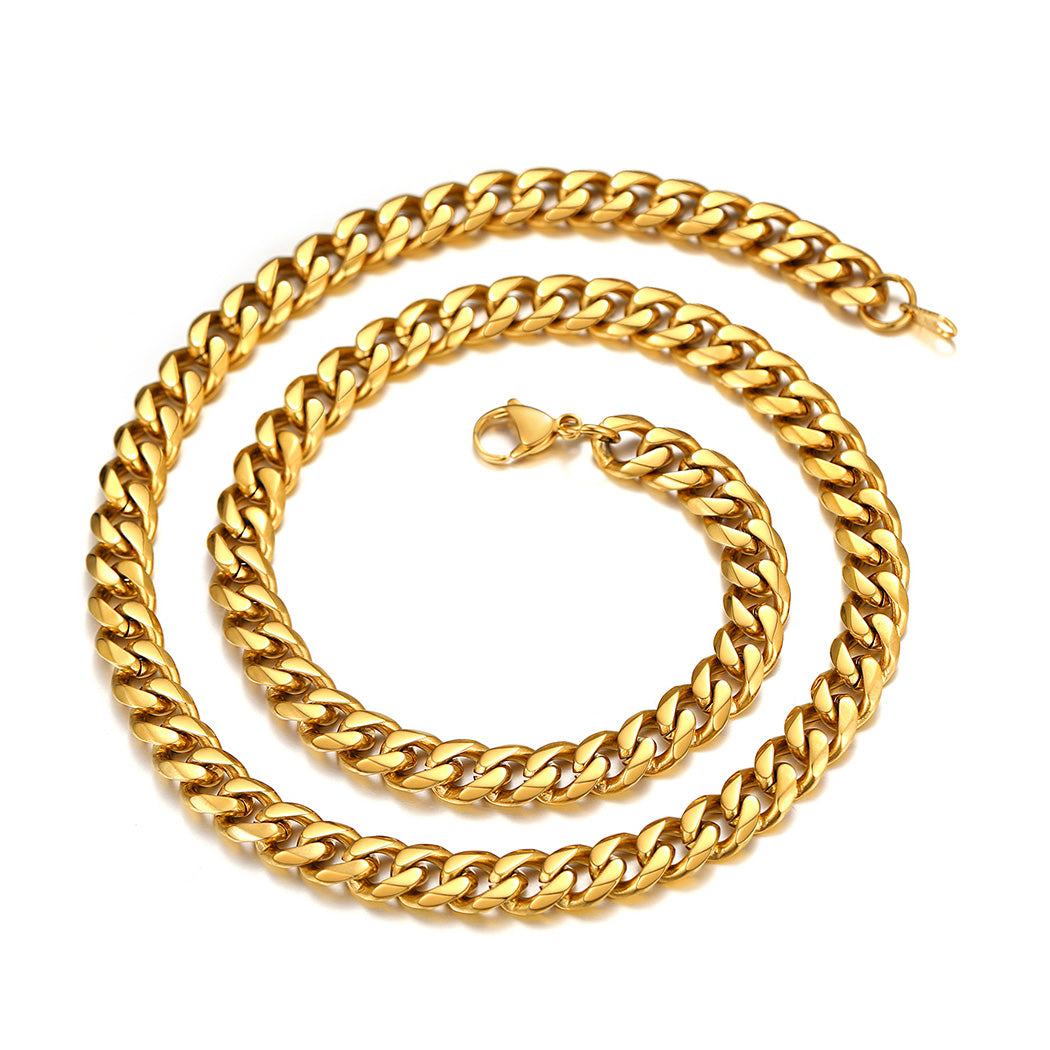 Mens Hip Hop Necklace 9Mm Miami Unisex Curb Cuban Link Chain，316L Stainless Steel