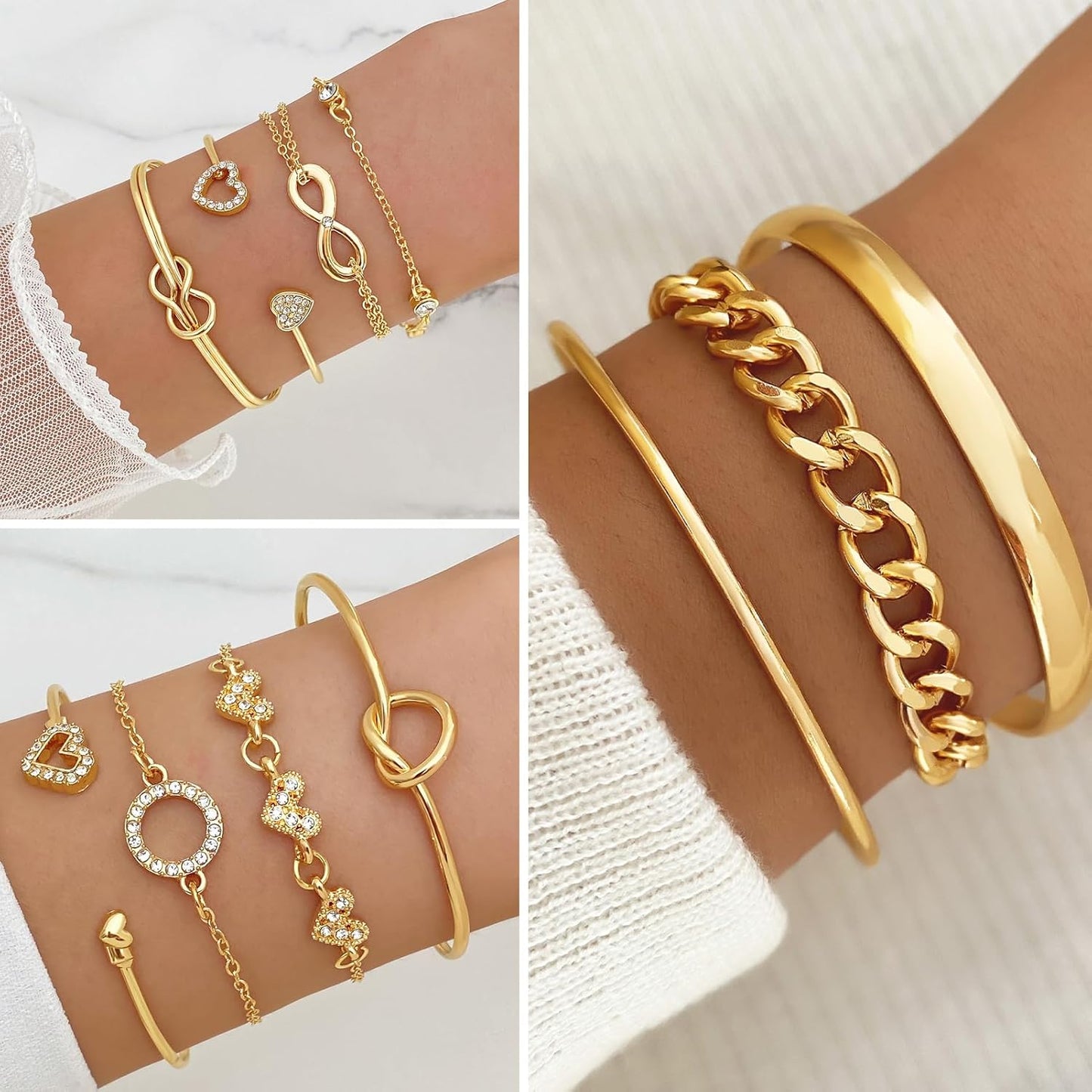 45 PCS Gold Jewelry Set for Women Dainty Dangle Earrings,Elegant Knuckle Rings,Adjustable Bracelets and Necklaces,Perfect Fashion Anniversary Birthday Party Gift,Trendy Jewelry Pack