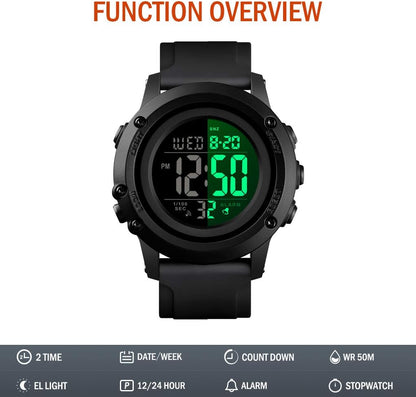 Men'S Digital Sports Watch Large Face Waterproof Wrist Watches for Men with Stopwatch Alarm LED Back Light