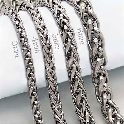 Men's Stainless Steel Twist Chain Necklace - Wholesale Neck Jewelry Pendant Accessories, 3MM-8MM Thickness