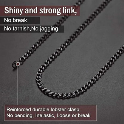 Necklace Chain Black Chunky Hip Hop Cuabn Chains for Men/Women Birthday Christmas Day Gift,5Mm-12Mm/14-30Inch（Packaged）3 Colors Available