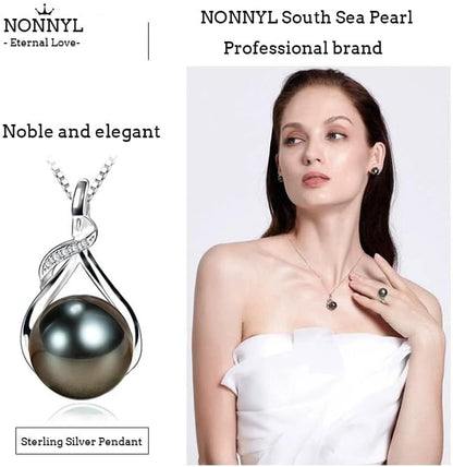 Gifts for Women Wife-Tahitian-Black-Pearl-Necklace-Gift for Wife Wedding Birthday Anniversary Jewelry-Mom Girlfriend Her Mothers Day Gifts for Mom Women Valentines Christmas Day Gifts