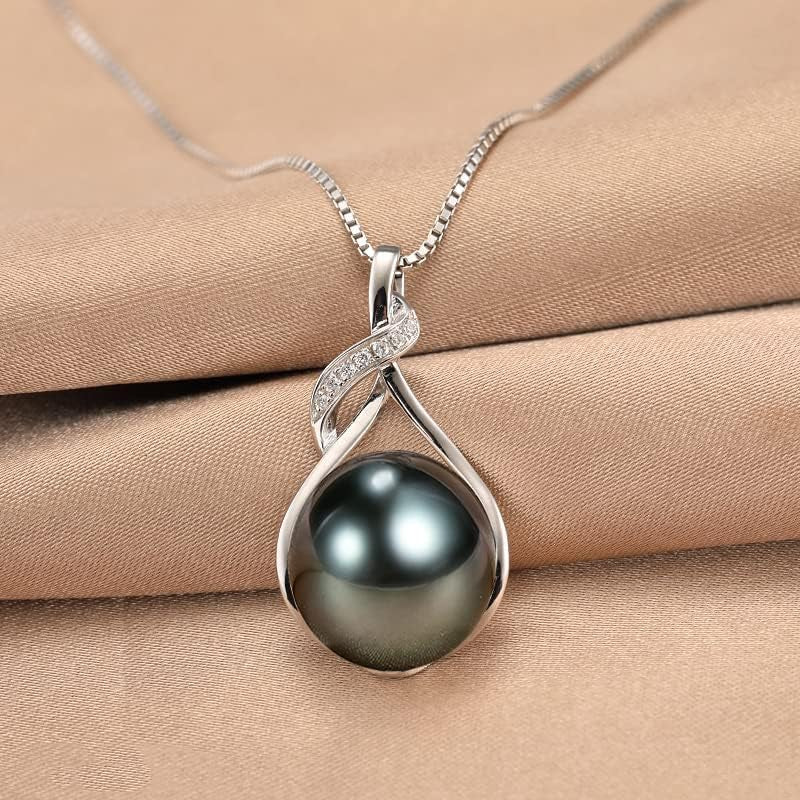 Gifts for Women Wife-Tahitian-Black-Pearl-Necklace-Gift for Wife Wedding Birthday Anniversary Jewelry-Mom Girlfriend Her Mothers Day Gifts for Mom Women Valentines Christmas Day Gifts