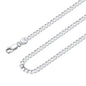 925 Sterling Silver 3mm Flat Curb Cuban Link Chain Necklace for Men and Women