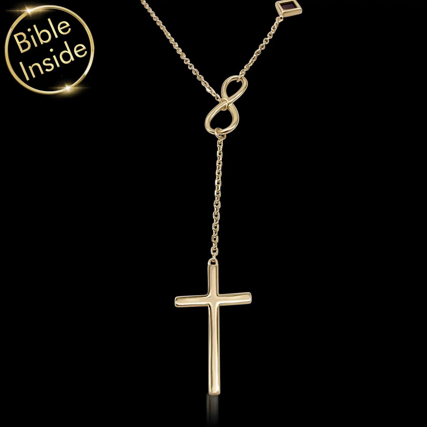 Infinity Cross Y Necklace with Nano Bible - Forever Faith Necklace