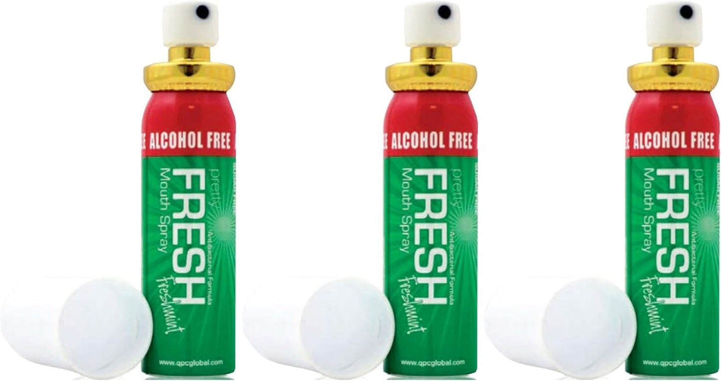 3 X FRESH MINT BREATH SPRAY ALCOHOL FREE ANTIBACTERIAL BAD BREATH & SMOKERS 20Ml