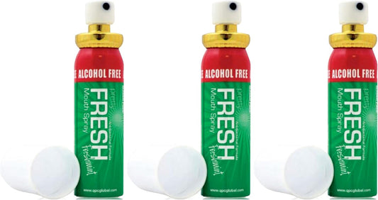 3 X FRESH MINT BREATH SPRAY ALCOHOL FREE ANTIBACTERIAL BAD BREATH & SMOKERS 20Ml