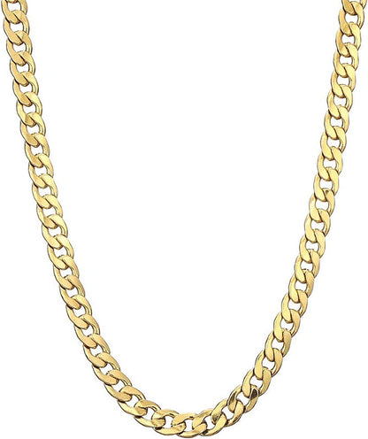 Gold Chain Necklace, 22 Inch Golden Ultra Luxury Looking Feeling Real Solid 14K Gold Plated Curb Fake Neck Chain for Party Dancing