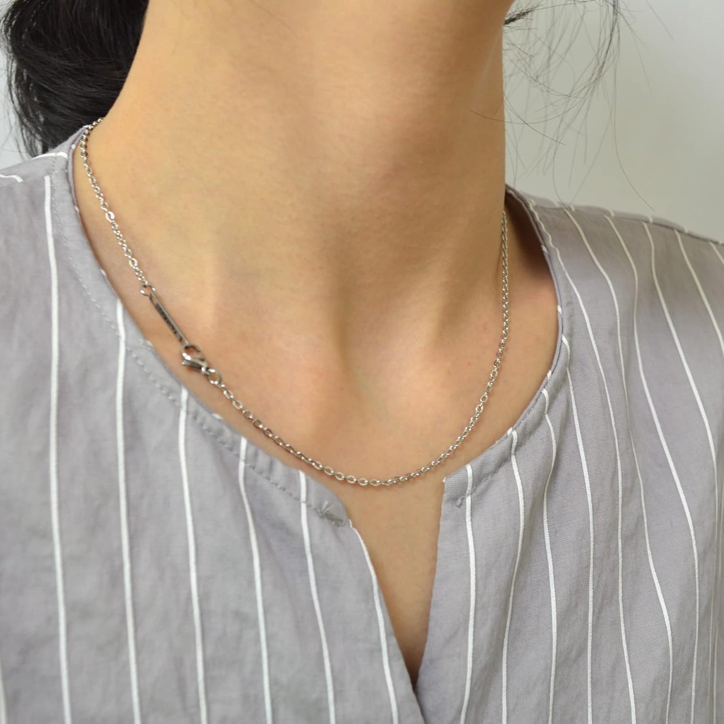 2MM Stainless Steel Chain Necklace, Thin Cable Chain Necklace for Women Men, Silver Chains for Necklace Alone or Pendant Addition, 16-30 Inch Available