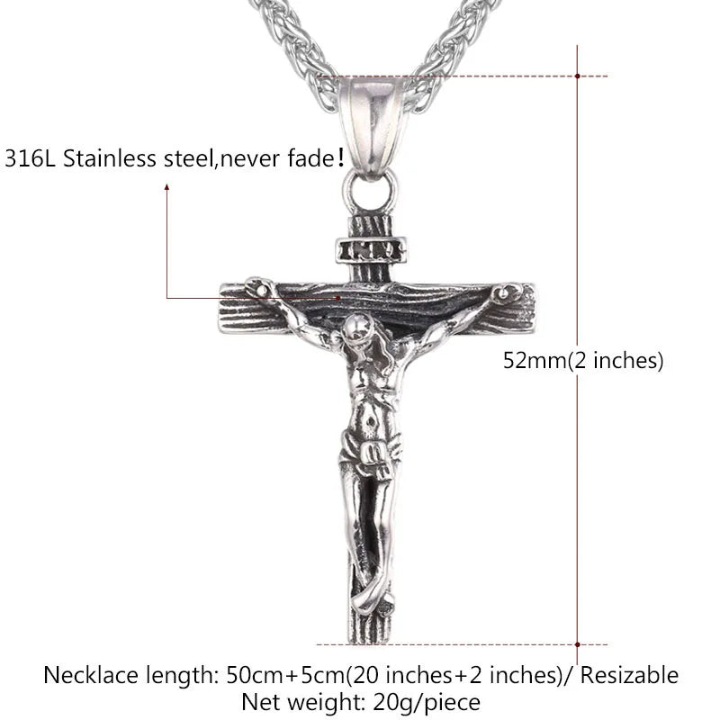 Stainless Steel Crucifix Cross Pendant Necklace for Men and Women - Faith-Inspired Religious Jewelry with Complimentary Shipping