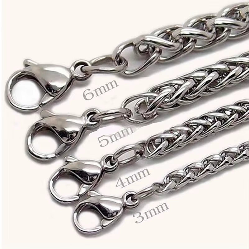 Men's Stainless Steel Twist Chain Necklace - Wholesale Neck Jewelry Pendant Accessories, 3MM-8MM Thickness