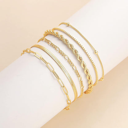 Gold Bracelets for Women Waterproof, 14K Real Gold Jewelry Sets for Women Trendy Thin Dainty Stackable Cuban Link Paperclip Chain Bracelet Pack Fashion Accessories Gifts for Womens